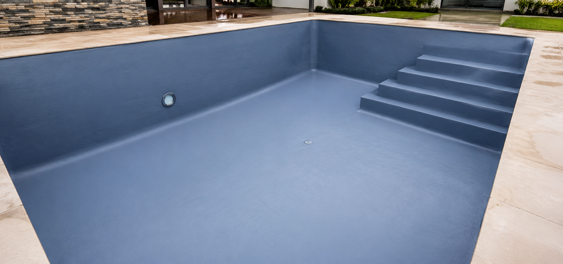 Pool and pond waterproofing specialist applying membrane to a Sydney swimming pool